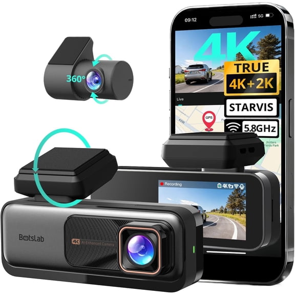 4K Dash Cam Front and Rear, 170 Ultra Wide Car Camera, 4K+2K Dashcam with ADAS, Night Vision, 24/7 Parking Mode, STARVIS Sensor, WDR, 5.8GHz WiFi, Built-in GPS, Loop Recording (No SD Card)