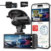 4K Dash Cam Front and Rear, STARVIS 2 Sensor, Touch Screen 3.18", 128GB Card Included, Voice Control, 5.8GHz WiFi Car Dash Camera, GPS, Night Vision, Emergency Lock, Parking Mode (F7N Touch)
