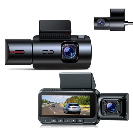 3" 4K Dash Cam Front and Rear, TOGUARD 3 Channel Car Camera with IR Night Vision, Loop Recording, G-sensor, Balck