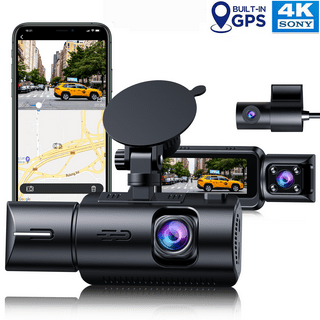 PRUVEEO 12'' Triple Mirror Dash Cam, Front Inside and Rear 3 Channel Full  Touch Screen Rear View Mirror Backup Camera, IR Night Vision(Sony Sensor)