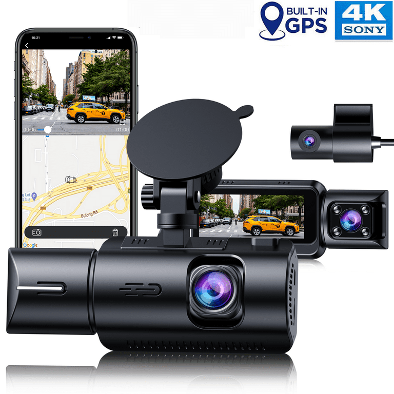 4K Dash Cam Front and Rear TOGUARD 3 Channel Front Inside Rear