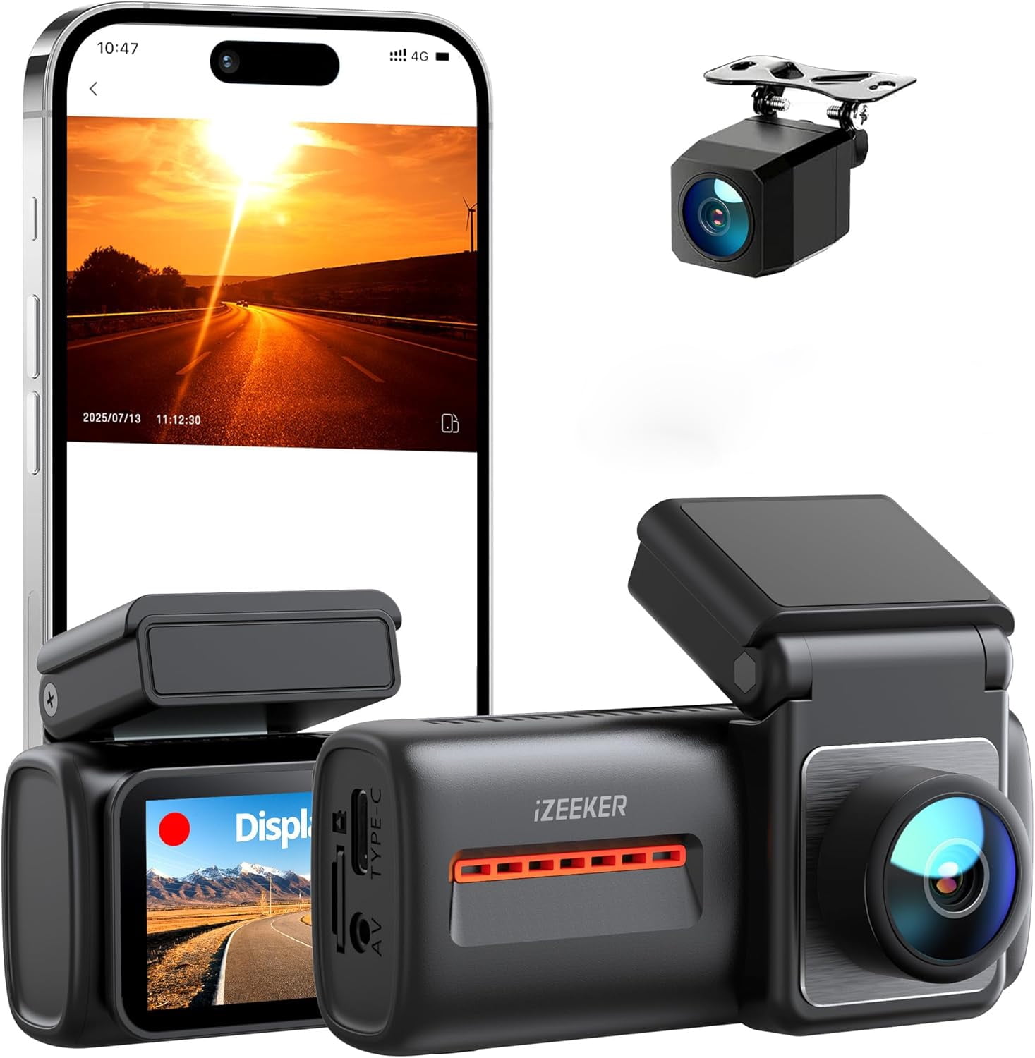 4K Dash Cam Front and Rear, WiFi 6 Dash cam, 4K+1080P Dual Dash Camera, 2.99" IPS Display, APP Control, Night Vision, G-Sensor, Loop Recording, 24H Parking Mode Supports