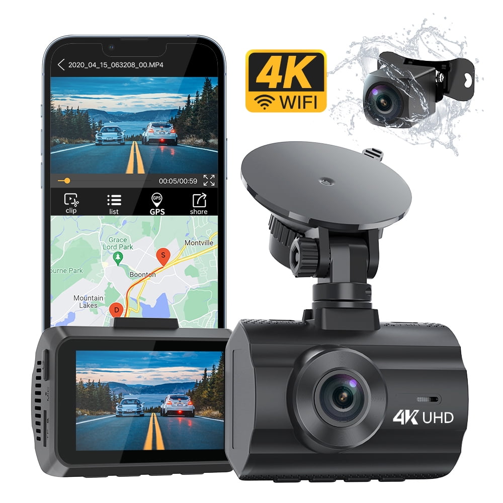 Volam 4K Dashcam Voiture, UHD 2160P Dash Cam, WiFi Intégré