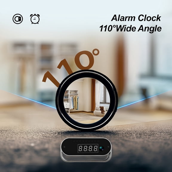 4K Desktop Clock Security Camera WiFi6 Night Vision Smart Motion Detection Loop Recording 16GB SD Card App Controlled