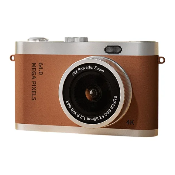 4K Digital Camera, 64MP, 16X Zoom, 1080P Video, AF Autofocus, Compact for Students