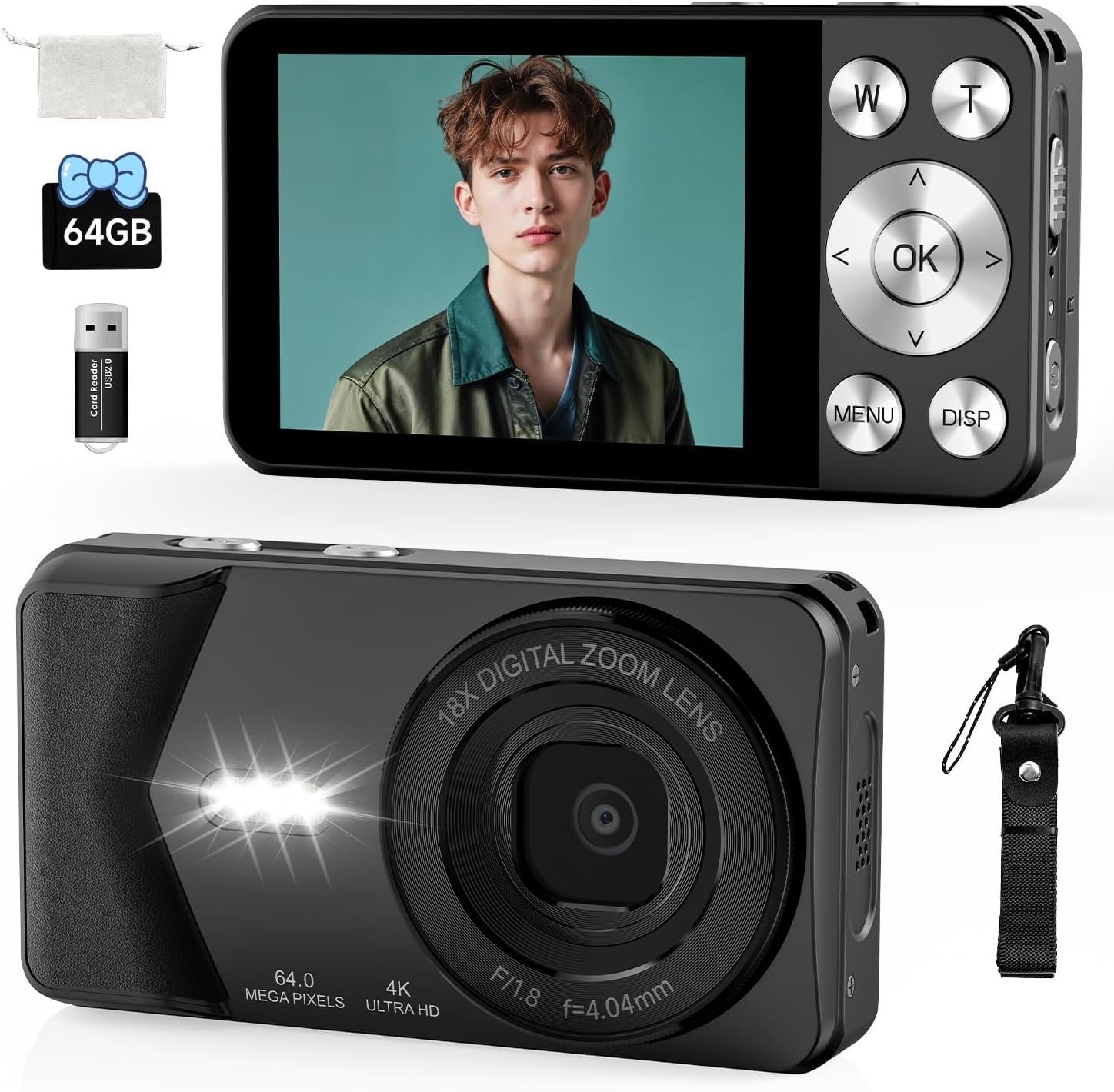 4K Digital Camera, 64MP Point and Shoot Digital Camera with Autofocus ...