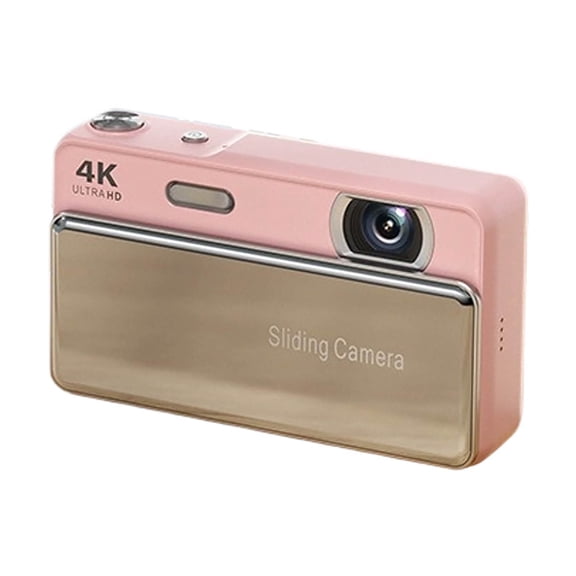 4K Digital Camera, 64MP Retro Sliding Camera with 2.8 Inch Screen, Compact Pocket Camera for Vlogging and Travel Photography, 16X Zoom Auto Focus, Seasonal Decor, Pink