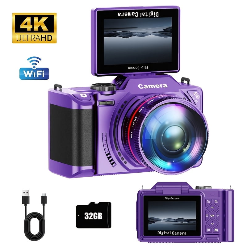 4K Digital Camera, 64MP Vlogging Camera for , Point And Shoot