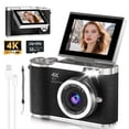 thumbnail image 1 of 4K Digital Camera,Autofocus 48MP 1080P HD Video Selfie Camera with 180° Flip Screen,Kids Digital Camera 8X Zoom Anti Shake Compact Cameras for Photography,32GB Black, 1 of 10