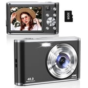 48MP 4K Digital Camera with Autofocus & 16X Zoom - Dual Lens Compact Camera for Vlogging, Includes 32GB SD Card Ideal for Kids/Teens/Beginners