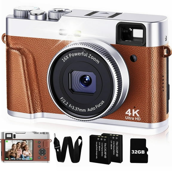 4K Digital Camera Autofocus for Photography 48MP 4K Cameras for YouTube 16X Digital Zoom Vlog Camera with 32GB SD Card