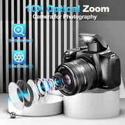 4K Digital Camera For Photography, 10X Optical Zoom Vlogging Camera For YouTube 64MP Autofocus Compact Camera With 64GB SD Card, Battery *2, USB Card Reader & Charging Stand