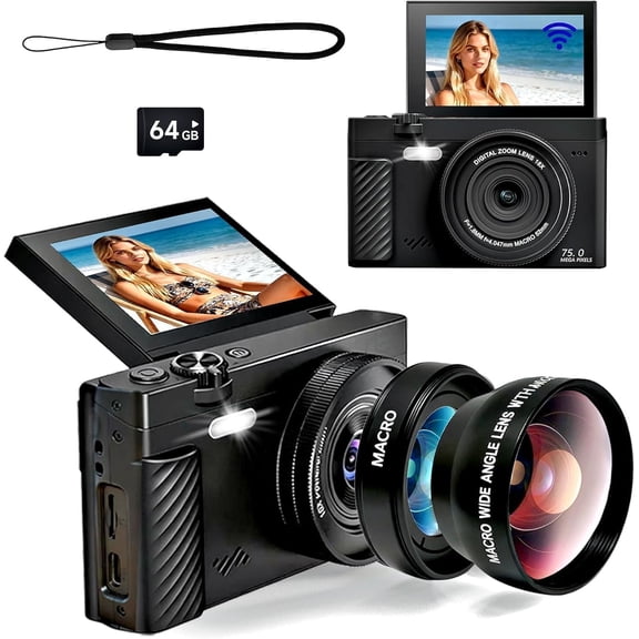 4K Digital Camera for Photography, Autofocus Vlogging Camera for YouTube with WiFi, Point and Shoot Camera for Beginners Teens and Travel (Creator Lens Kit)
