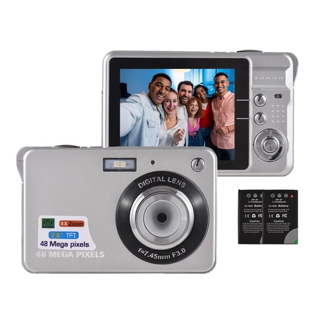4K Digital Camera Video Camera Camcorder 48MP 2.8 Inch TFT Screen Auto Focus 16X Digital Zoom Anti-shake Face Detect Smile Capture Built-in Flash with 2pcs Batteries