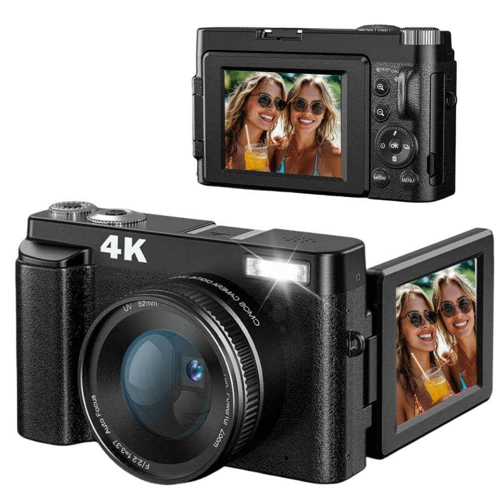 4K Digital Camera,Vlogging Camera,Autofocus 16X Digital Zoom 48MP Video Cameras for Photography with 32GB SD Card,180 Degree 3.0 inch Flip Screen