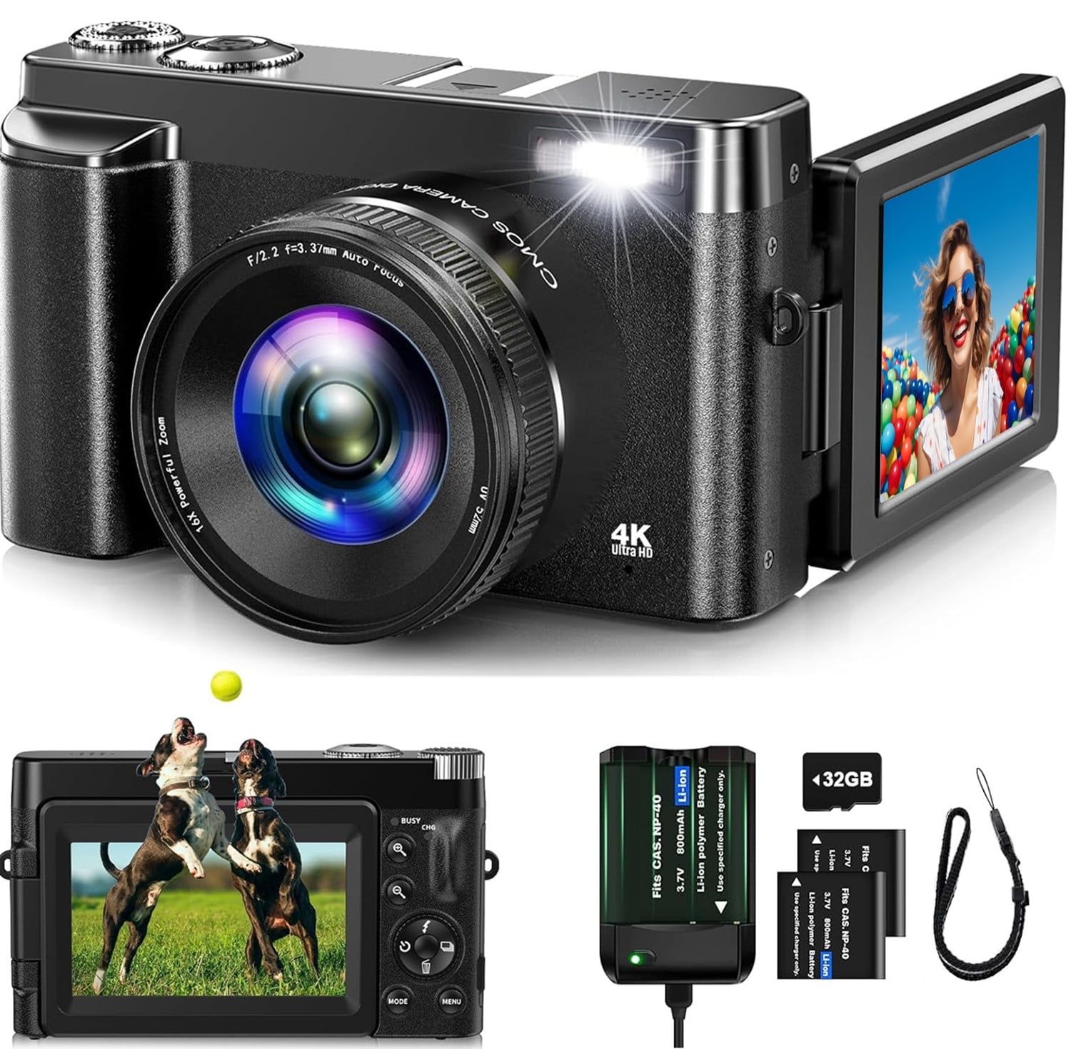 4K Digital Camera for Photography 48MP Autofocus Vlogging