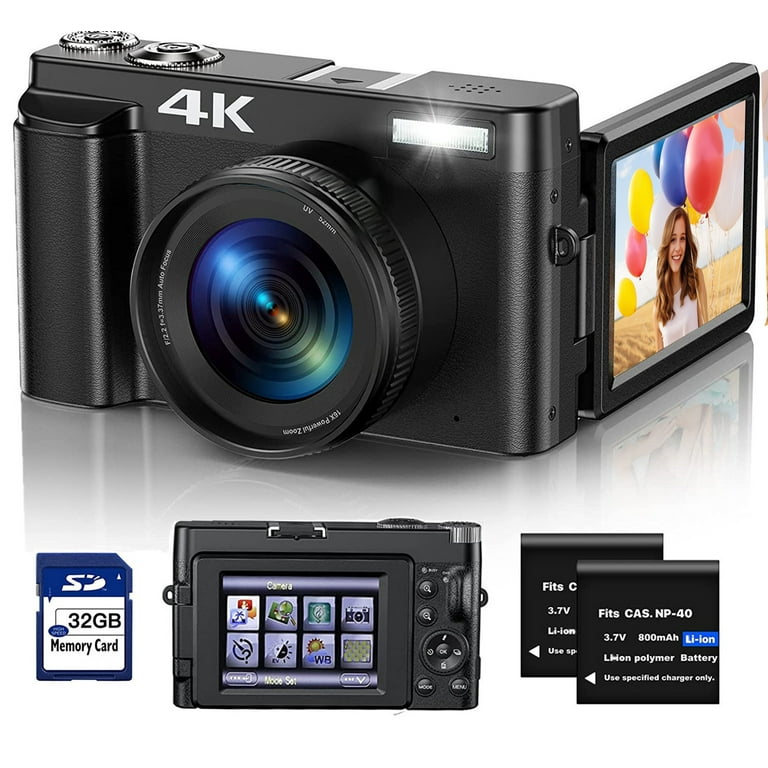 4K 48MP Vlogging Camera with Autofocus, 16X Zoom, Compact Video
