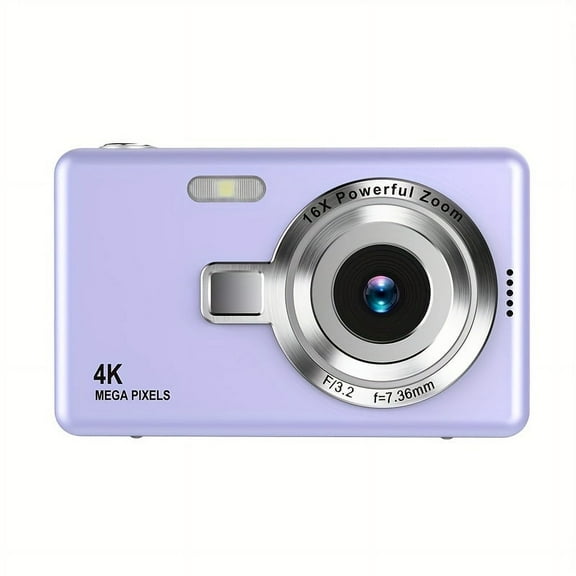 4K Digital Camera with Live View, Customizable Photos, 720P Video, Lightweight ABS, USB Rechargeable, Gift Choice in 4 Colors