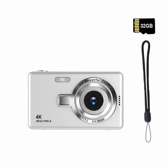 4K Digital Camera with Live View, Customizable Photos, 720P Video, Lightweight ABS, USB Rechargeable, Gift Choice in 4 Colors