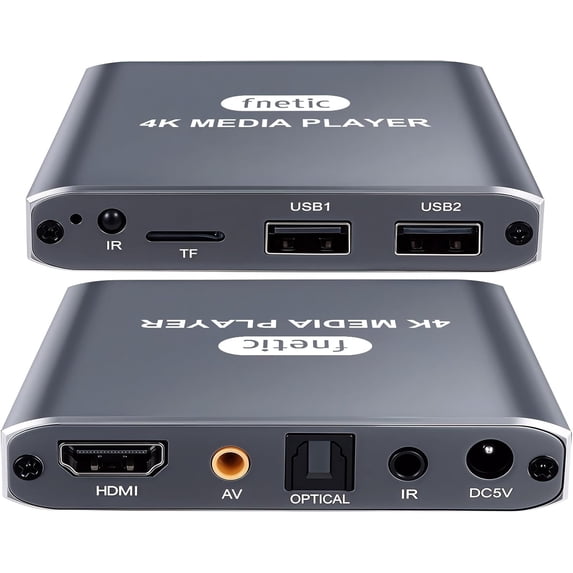 4K Digital Media Player, 4K@30Hz Full-HD Media Player for TV Dsiplay, Digital Signage, Support USB Drive/Micro SD Card, HDMI & Analog AV Optical, H.265/HEVC, MP4, MKV, Looping Auto Playback