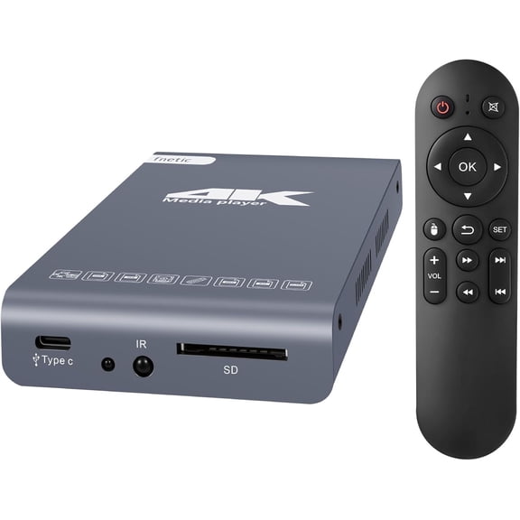 4K Digital Media Player & HDD Enclosure 2-in-1, 4K@60Hz Ultra HD TV MP4 Video Player for USB Type-C Drive/SD Card, Digital Signage, H.265/HEVC, Looping Auto Playback, HDMI/AV Output