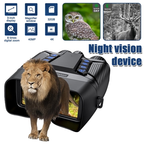 4K Digital Night Vision Binoculars, 8X Digital Zoom 2000FT Infrared Night Vision Goggles w/ 3" HD Screen, 40MP Photo Video Recorder, Built-in Flashlight for Hunting Wildlife Observation Security