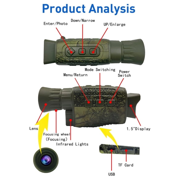 4K Digital Night Vision Monocular – 7-Level Adjustable Infrared, Rechargeable Camouflage Scope for Adults – Ideal for Tracking, Camping, Bird Watching, Hiking