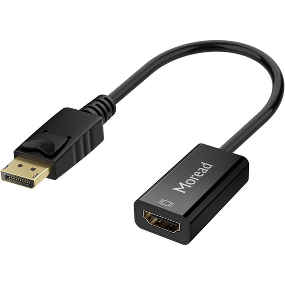 4K DisplayPort (DP) to HDMI Adapter, Uni-Directional Gold-Plated Display Port Computer to HDMI Screen Converter (Male to Female) Compatible with HP, Dell, Lenovo & More, Passive - Black