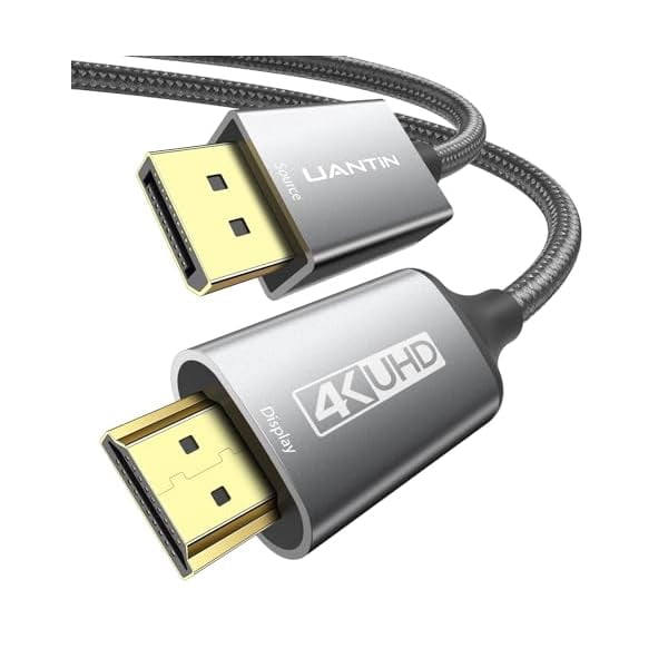 4K DisplayPort to HDMI Cable 10Ft | 1080P@120Hz,1440P/2K@60Hz Uni-Directional DP to HDMI Male Braided Cord Display Port to HDMI Cable for Desktop,Dell,Lenovo,ThinkPad,HP,AMD,NVIDIA