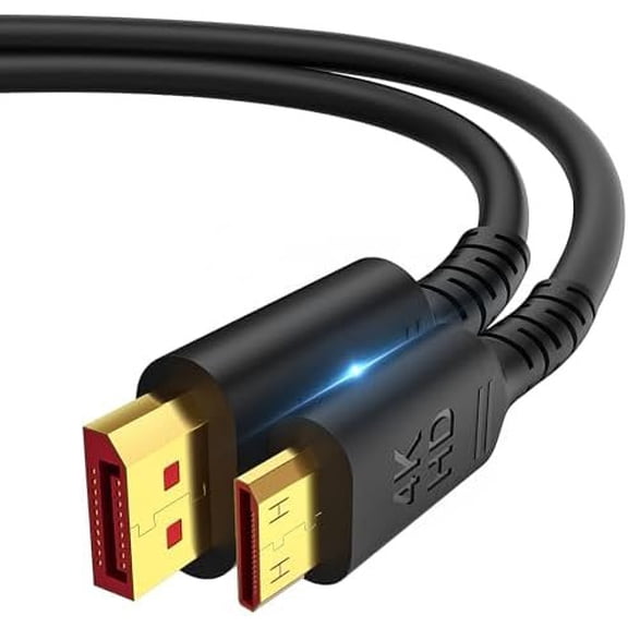 4K DisplayPort to Mini HDMI 3.3FT, DP to Mini HDMI Male Video UHD 1440P/@120Hz,4K@60 CL3 DP to Mini HDMI -Directional Cord for , KYY,ARZOPA,VILVA,MNN, Portable