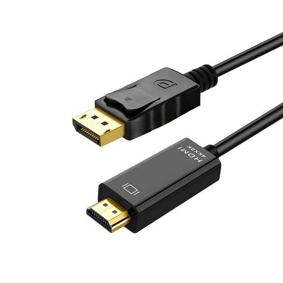 4K Displayport to HDMI-compatible Cable 6 feet, Display Port DP to HDMI-compatible Adapter High Speed (1440P 60Hz, 1080P 120Hz) Support Video & Audio Compatible with Computer, PC, Monitor, Projector,