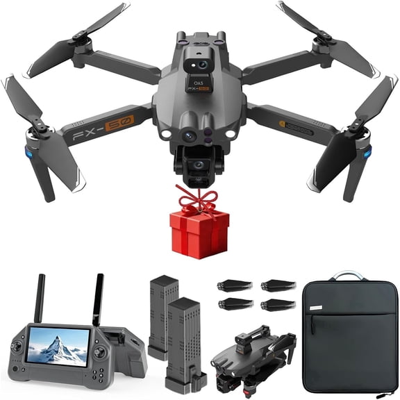 4K GPS Drone for Adults with 7.2" Touchscreen FPV Remote, 3-Axis Gimbal EIS Camera, Up to 100 Min Flight, 6 Mile Range, Follow Me, Auto Return, Payload Drop, 2 Batteries