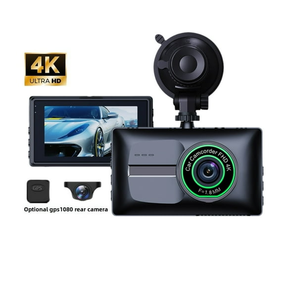 4K Dual Dash Cam Front and Rear, 64GB Card Included, Optional GPS, Night Vision, Loop Recording, G-Sensor, Parking Monitor, Car Camera DVR for SUV Truck Uber Lyft