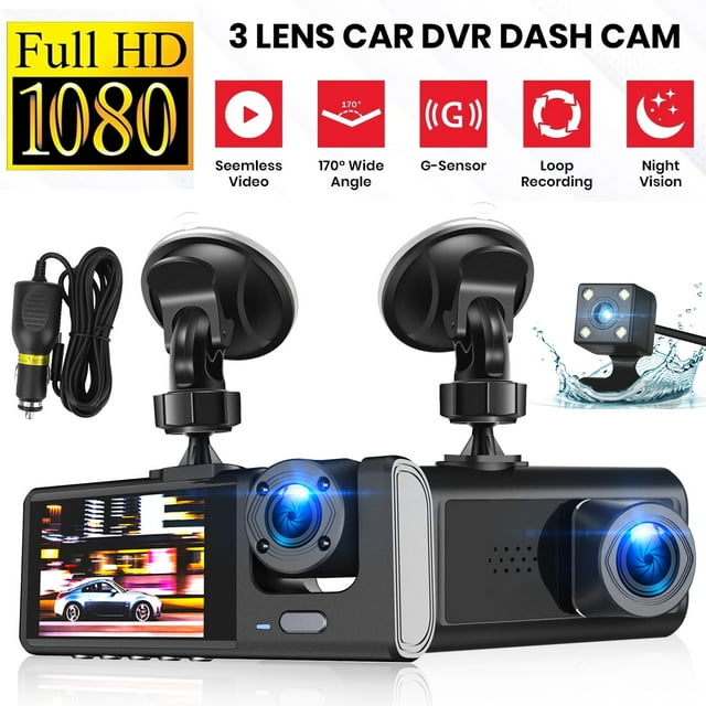 4K Dual Lens Car DVR Camera Dash Cam Front/Rear/Inside Video Recorder G ...