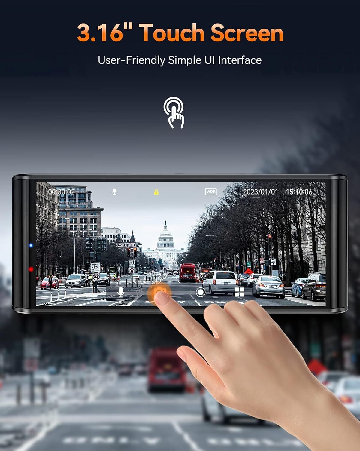 4K Dual WiFi GPS Dash Cam Touchscreen Front Rear Car Camera DVR