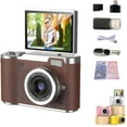 thumbnail image 1 of 4K Foldable Screen Student Camera, Point and Shoot Digital Cameras with 32GB TF Card, Portable Camera FHD 48MP 4K Digital Camera with 8X Zoom Anti-Shake with Flip Screen (Brown, Camera Kit), 1 of 8
