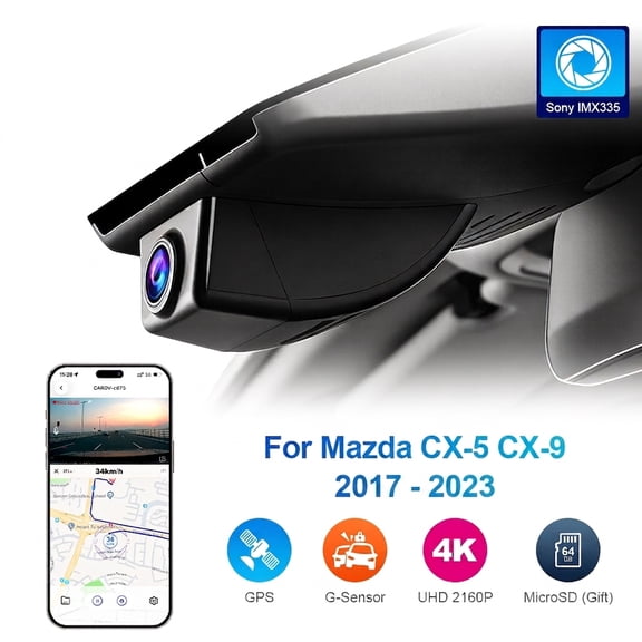 4K Front Dash Cam for Mazda CX-5 CX5 CX-9 2017-2025 OEM Look Starvis Sensor WiFi App 64GB Card G-sensor
