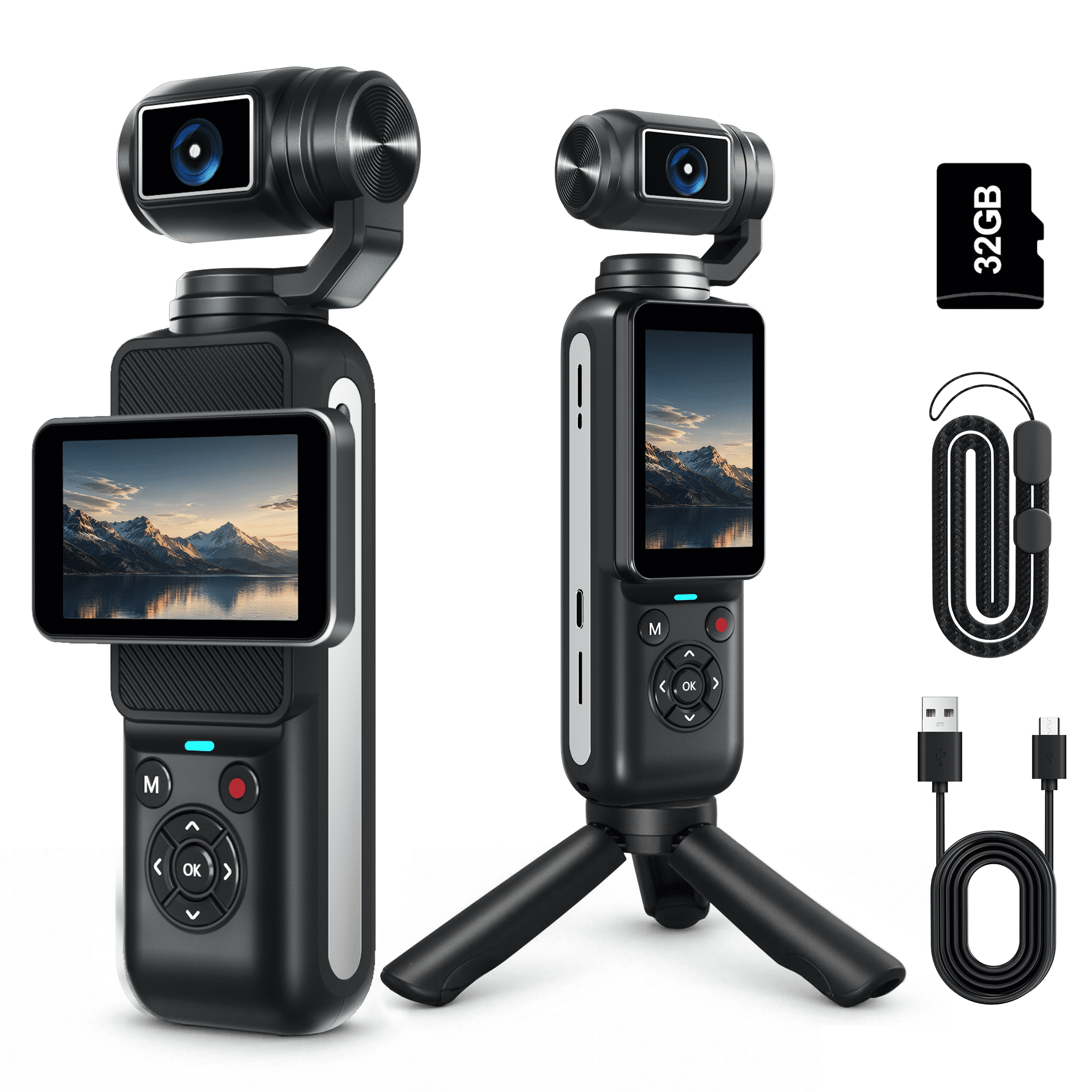 LMZOUR 80MP 4K Vlogging Camera with 330° AI Face Tracking, 2.2 ...