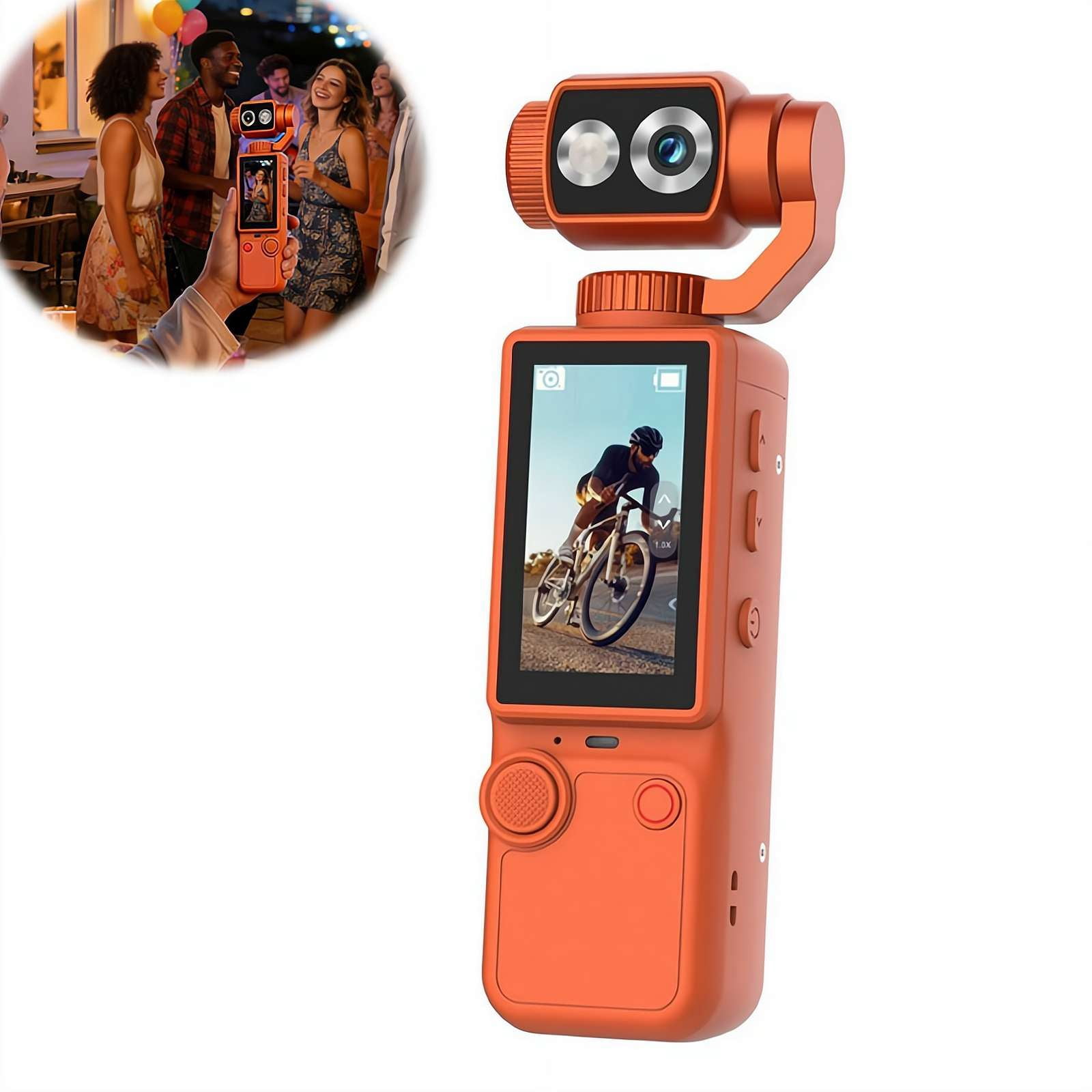 4K HD 180° Rotatable Handheld Camera Mini Video & Audio Pocket Camera Ideal for Outdoor, Bike, Travel, 32GB Included