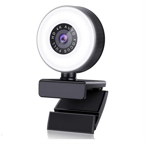 4K HD Autofocus Webcam with Microphone, Adjustable Light Computer Camera USB Webcam for Laptop Desktop Video Calling