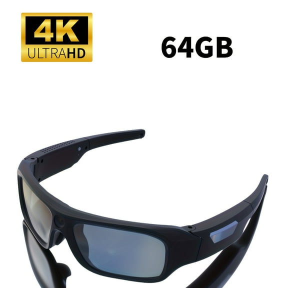 4K HD Camera Glasses with 64GB Card | UHD Sports & Action Recorder for Cycling & Motorcycle | 2-Hour Video Recording for Fishing & Surveillance | Smart Glasses with Built-in Body Camera