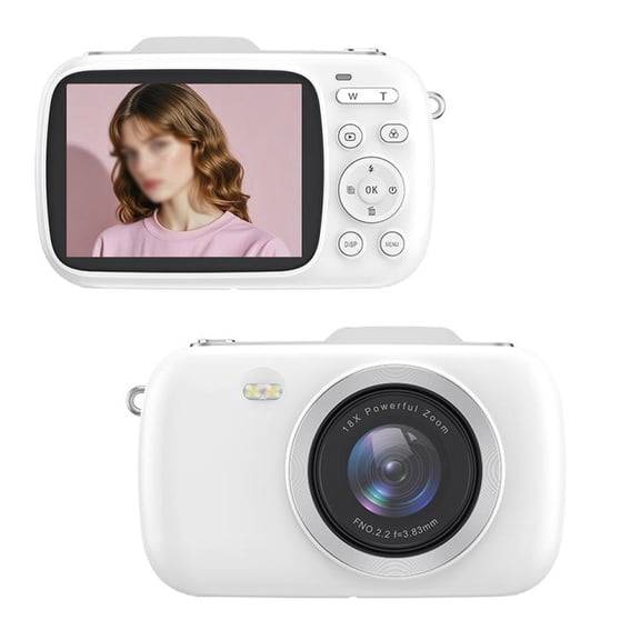 4K HD Compact Digital Camera 2.8 Inch LCD Screen 18X Digital Zoom Beauty Selfie Camera Portable Travel Camera for Students Vlogging Video Recording