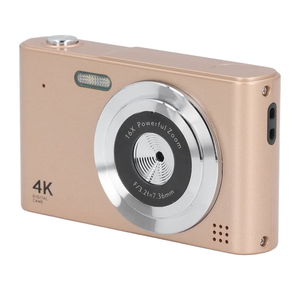 4K HD Digital Camera Vintage 48MP Pocket Camcorder for Photography Vlogging 16X Zoom 2.4 inches / 6.1 cm LCD Display Lightweight Student Card Compact Digital Camera for Travel Recording Gold