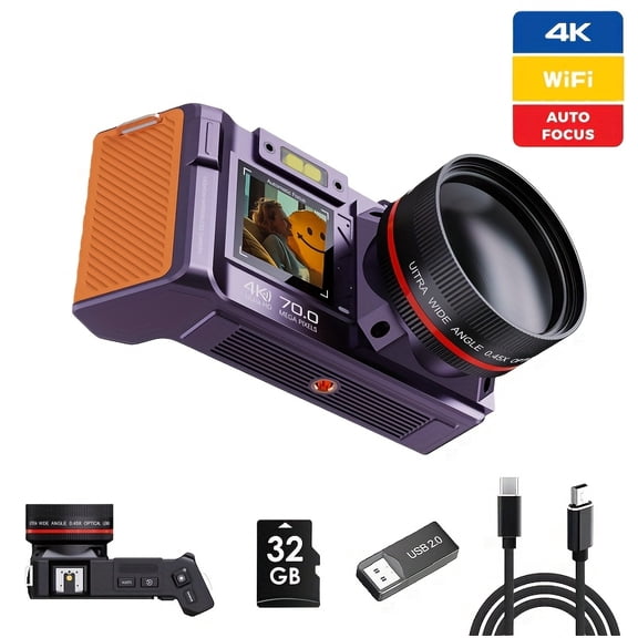 4K HD Dual Screen Mirrorless Digital Camera with Built-In 2400Mah Battery And Hotpot Wi-Fi & Hot Shoe Support with Filfer Function Perfect for Beginner And Travel Photograph