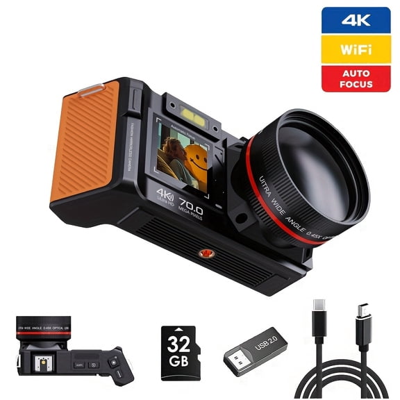 4K HD Dual Screen Mirrorless Digital Camera with Built-In 2400Mah Battery And Hotpot Wi-Fi & Hot Shoe Support with Filfer Function Perfect for Beginner And Travel Photograph