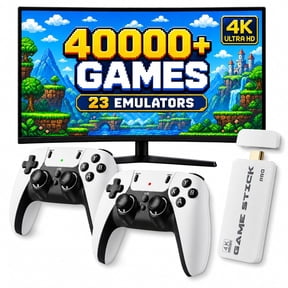 4K HD HDMI TV Game Stick, 23 Emulators and 40000+Games with Dual 2.4G Wireless Controllers Suitable for Friends' Gatherings and Family
