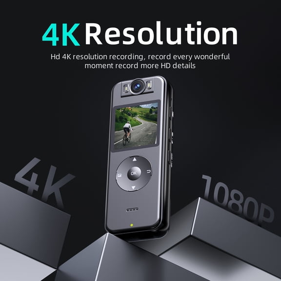 4K HD Mini Night Vision Camera: Smart Home IP Cam + Portable Sports/Cycling Recorder | Back Clip Design | Ideal for Outdoor Use, Lawyer Conferences & Student Recording | Compact Digital DV