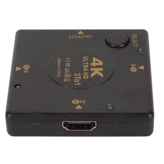 4K HD Multimedia Interface Switch 3 in 1 Out, 3-Port Video Switcher Selector for PC, Game Console, TV, Projector (12 in / 30.5 cm)
