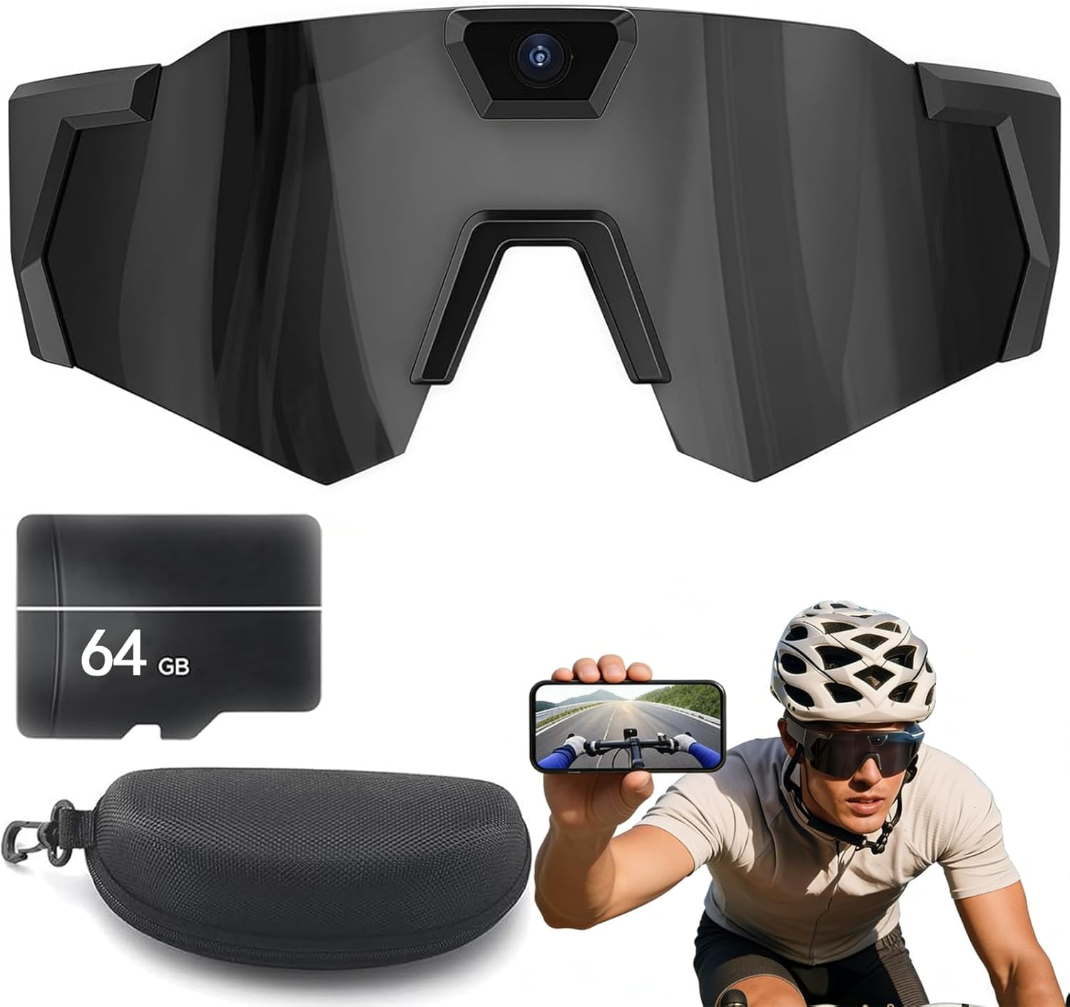 4K HD POV Baseball Glasses with Camera, Upgrade Smart Video Recording Glasses, Lightweight and Ultra-Long Sports Recording Action Audio Camera Sunglasses