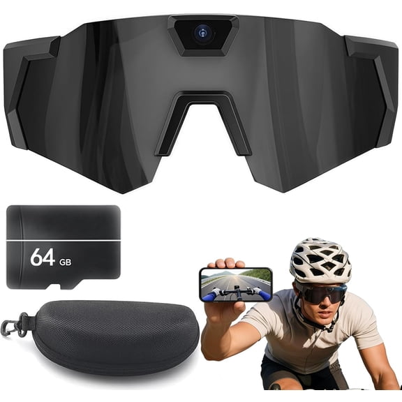 4K HD POV Baseball Glasses with Camera, Upgrade Smart Video Recording Glasses, Lightweight and Ultra-Long Sports Recording Action Audio Camera Sunglasses